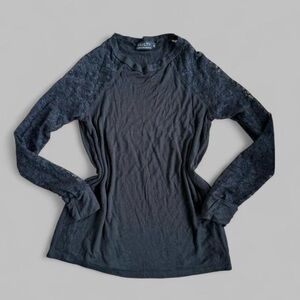 Black Lace Sleeve Women's Top